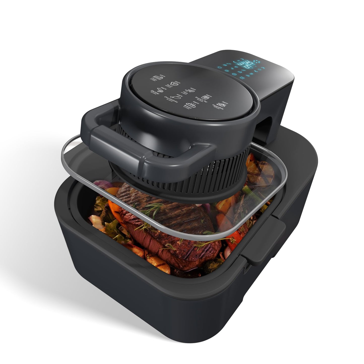 8QT 6-In-1 Easy View Non Toxic Air Fryer, Non-drawer, Precise Temp & Timer Control, Pre-Set Timer, Auto Shutoff, Roast, Bake, Reheat & Dehydrate