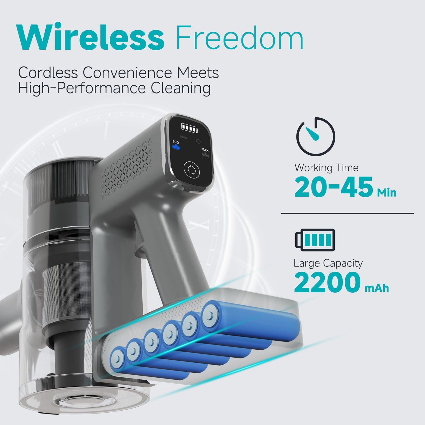 4-in-1 Cordless Rechargeable Vacuum Cleaner, 45 Mins Runtime, Multiple Filtration System, Wall Mount Charging