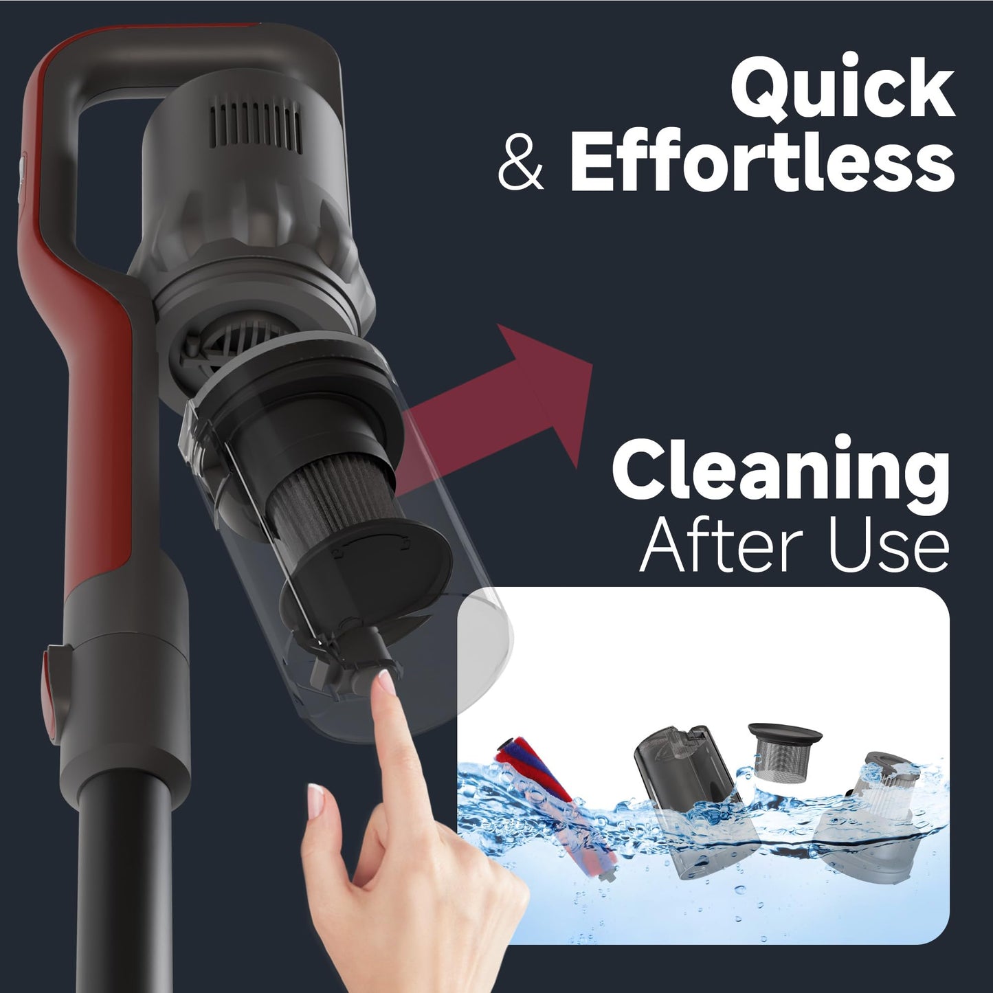 4-in-1 Cordless Rechargeable Vacuum Cleaner, 40 Mins Runtime, Multiple Filtration System, Wall Mount Charging